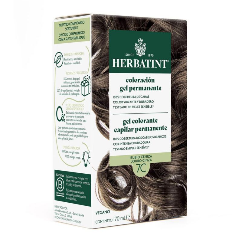 HERBATINT Color Rubio Cenizo 7C 170ml Sin Amoníaco 100 Cobertura Canas