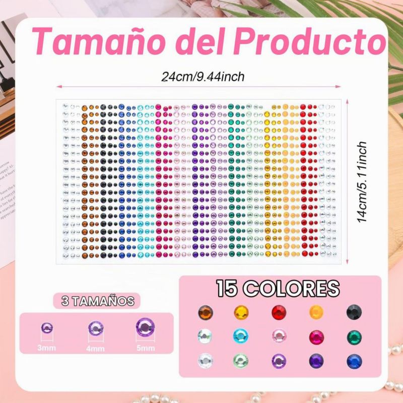 900 Pcs Gemas Faciales Autoadhesivas LONEOURS 15 Colores