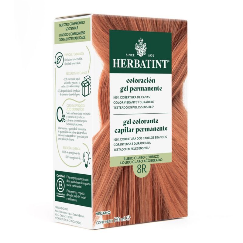 HERBATINT Color RUBIO CLARO COBRIZO 8R 170 ml Sin Amoníaco 100