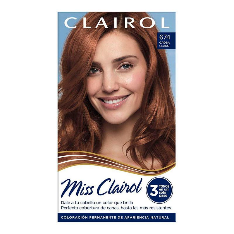 Miss Clairol Tinte Permanente 674 Caoba Claro Crema Cubre Canas