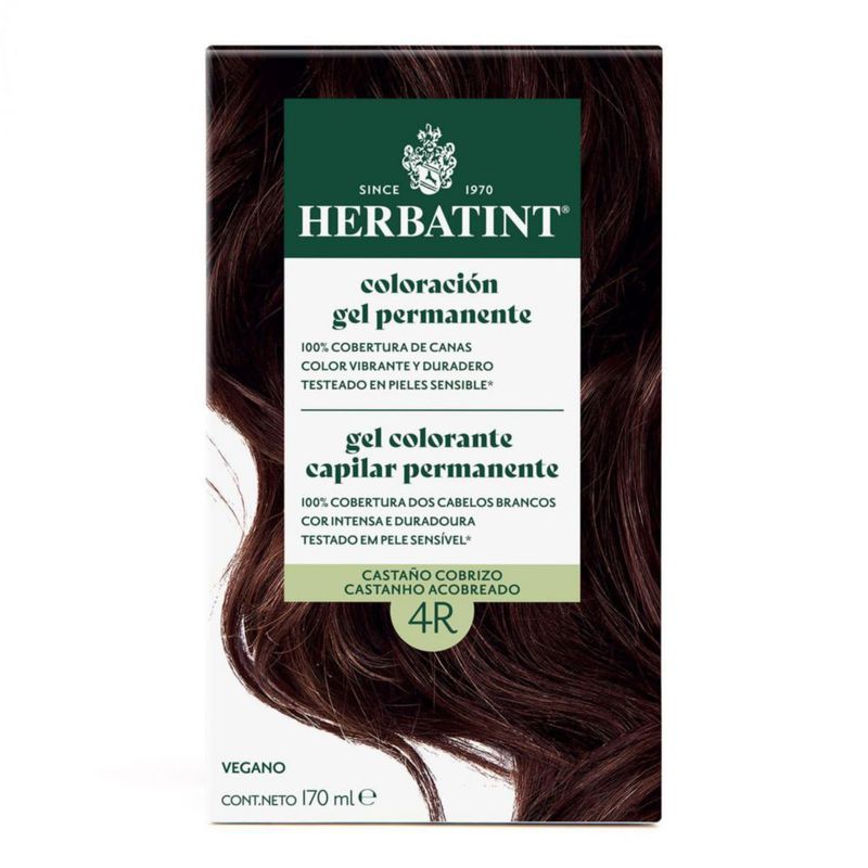 Coloración Permanente HERBATINT CASTAÑO COBRIZO 4R Gel 170 ml Sin