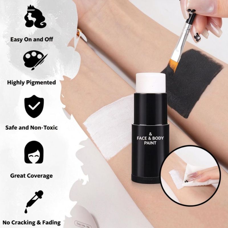 Base Blanca Maquillaje Pintura Cara Halloween LONEOURS Impermeable A
