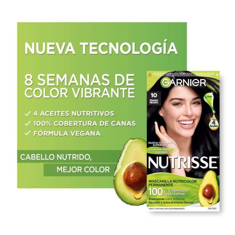 Garnier Nutrisse Tono 10 Ebano Negro Paquete de 6 Crema