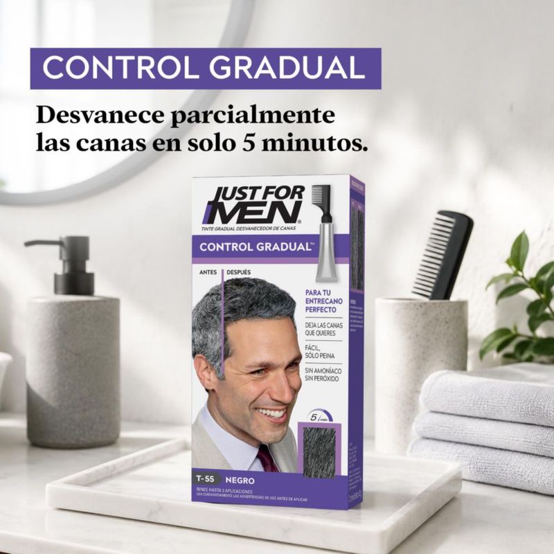 Just For Men Control Gradual Tinte Para Canas Negro 3 Unidades