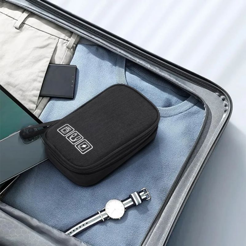 Bolso Organizador Electrónico Cables Para Viaje Negro