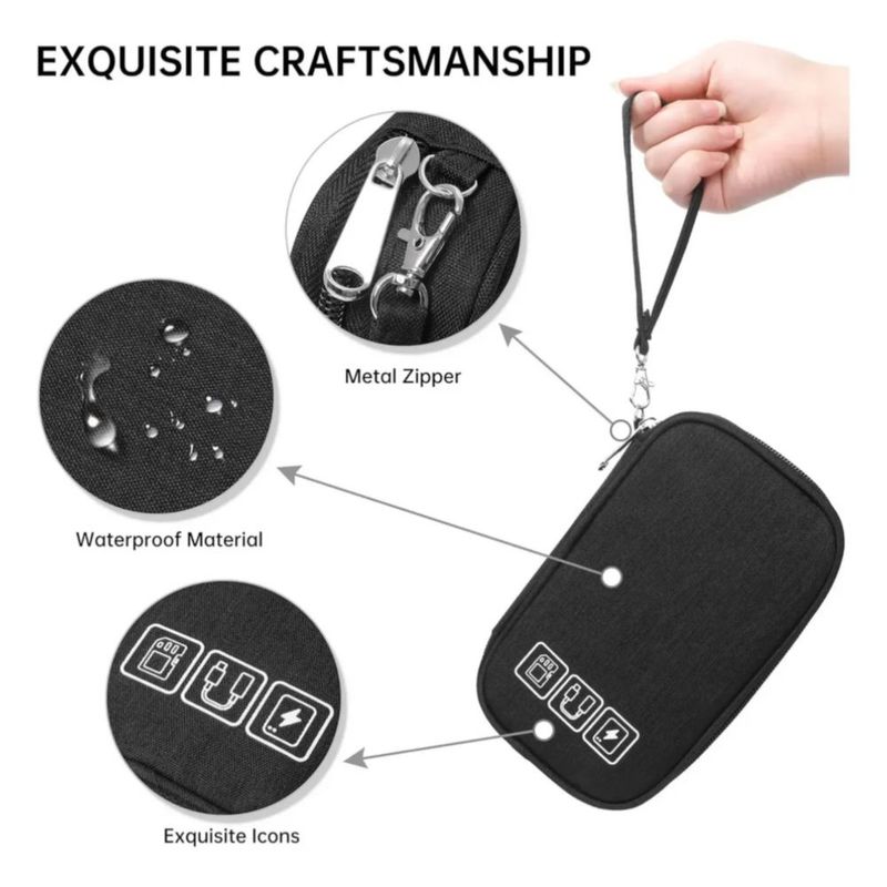 Bolso Organizador Electrónico Cables Para Viaje Negro