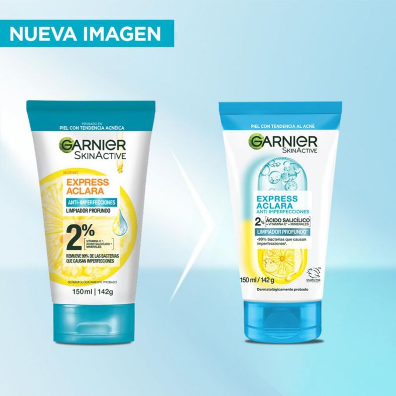Garnier Express Aclara Gel Limpiador Facial Ácido Salicílico y