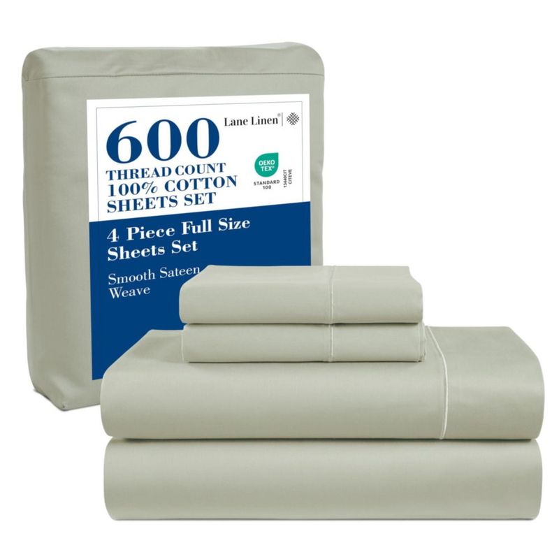 Juego de sábanas LANE LINEN Split King 600 hilos de algodón satén