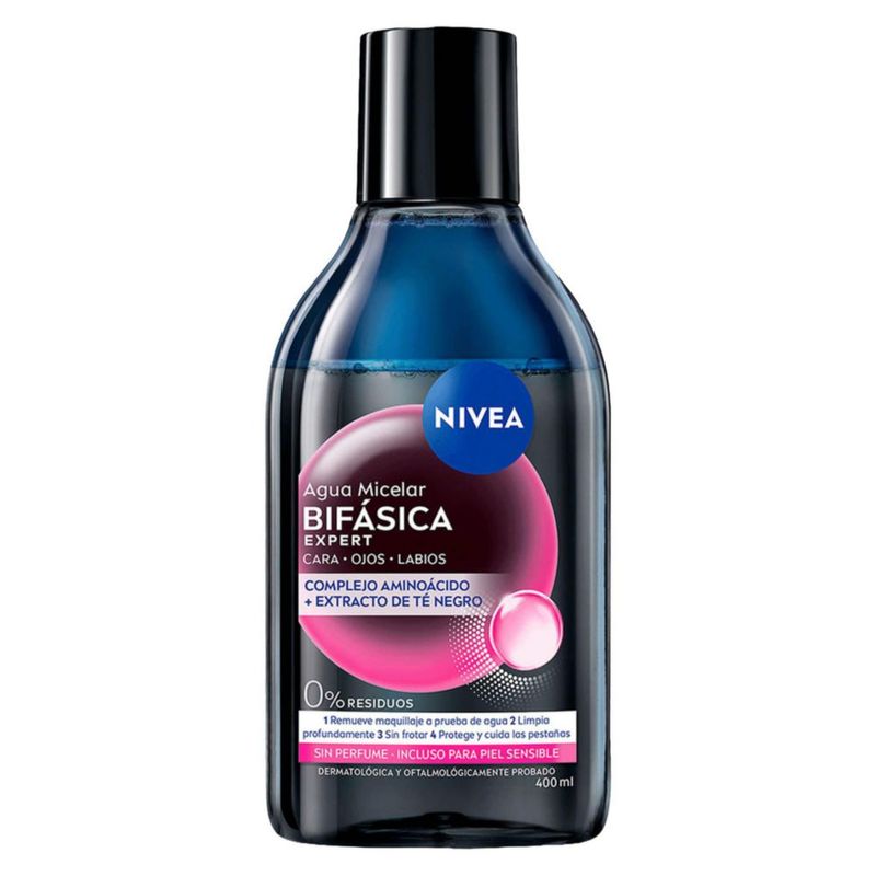 NIVEA Agua Micelar Desmaquillante Bifásica Expert 400 ml Fórmula