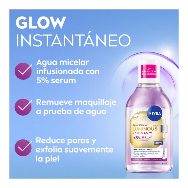 NIVEA Agua Micelar Luminous 630 Skin Glow 400 ml