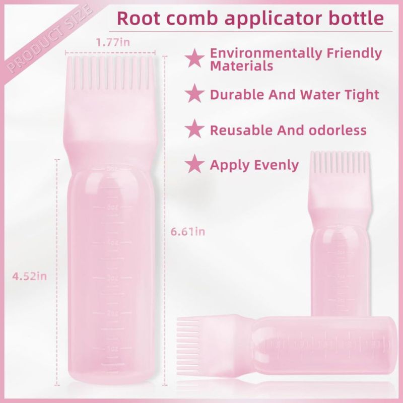 Botella Aplicadora LONEOURS 3 Frascos Tinte Cabello Plástico Ecológico