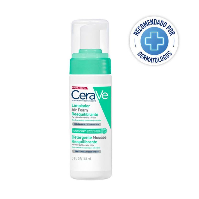 Limpiador Air Foam Reequilibrante CeraVe 148ml Piel Normal Mixta
