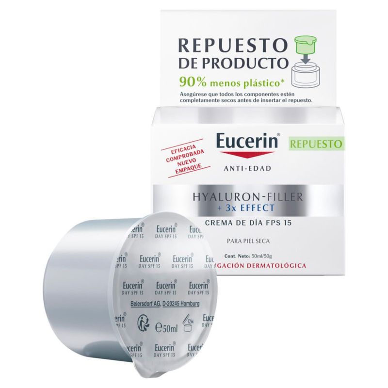 Eucerin Refill Crema anti edad Hyaluron Filler FPS15 50 ml con ácido