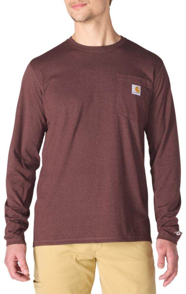 Camiseta Carhartt Force LS para hombre talla Grande color Deep Cherrywood