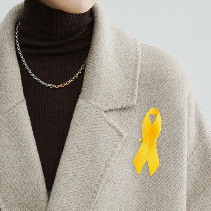 Pins de Solapa Curvierbuti 200 piezas Cinta Amarilla de Concientización del Cáncer Infantil