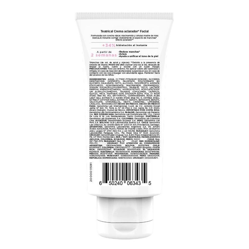 TEATRICAL Crema Aclarado Facial 75ml Con Niacinamida