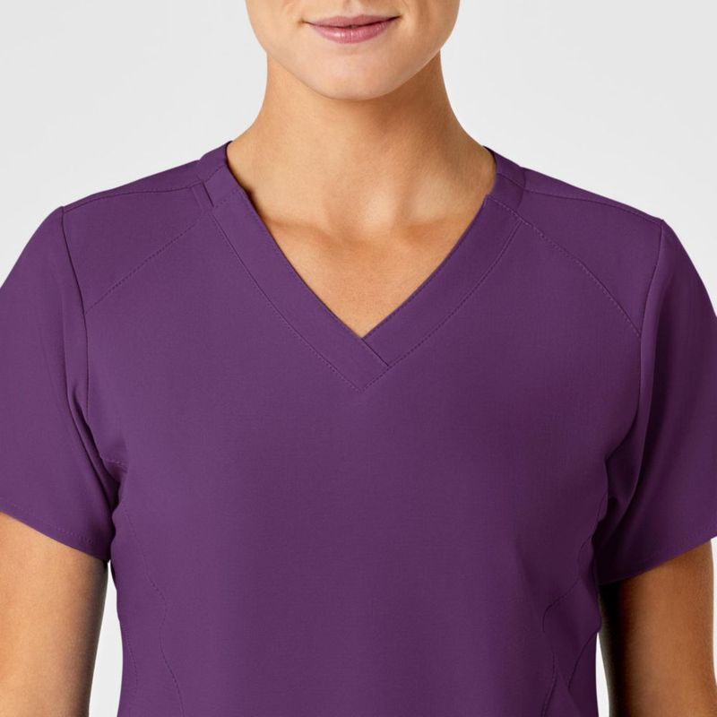 Camiseta Scrub WINK W123 de Cuello en V color Berenjena talla 2X
