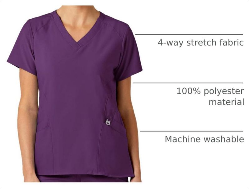 Camiseta Scrub WINK W123 de Cuello en V color Berenjena talla 2X