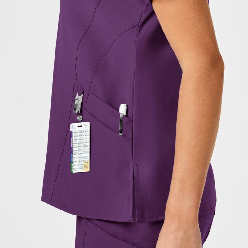 Camiseta Scrub WINK W123 de Cuello en V color Berenjena talla 2X