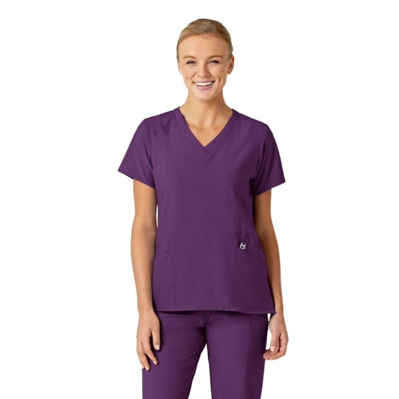 Camiseta Scrub WINK W123 de Cuello en V color Berenjena talla 2X