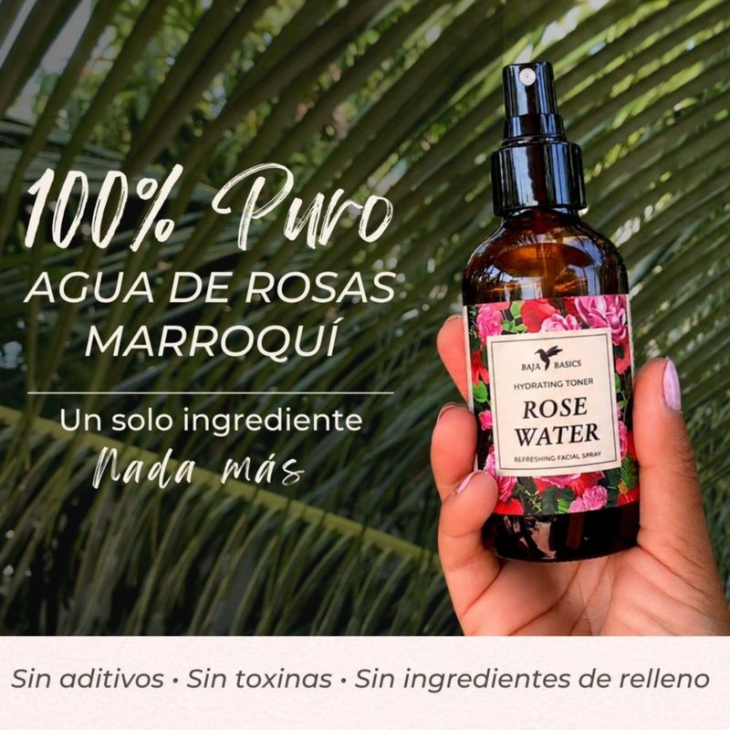 Agua de Rosas Marroquí Tónico Facial Hidratante para Piel y Cabello
