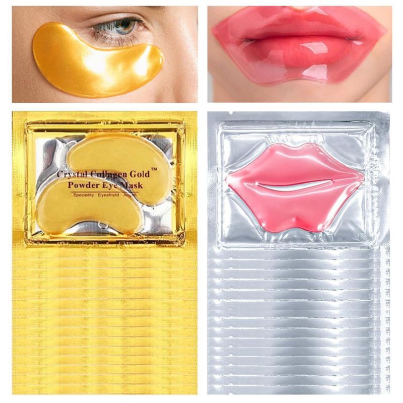 10 Parches Ojos Bolsas 10 Mascarillas Labios Woakess Gel Colágeno