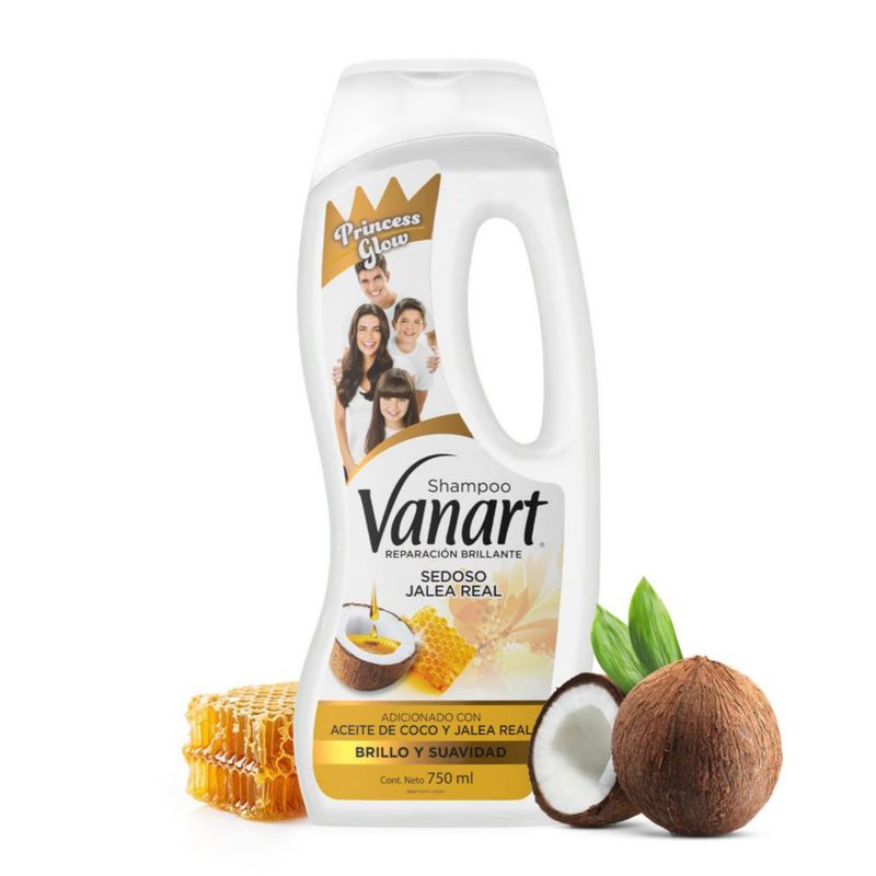 VANART Shampoo Reparación Brillante 750ml Aceite de Coco y Miel