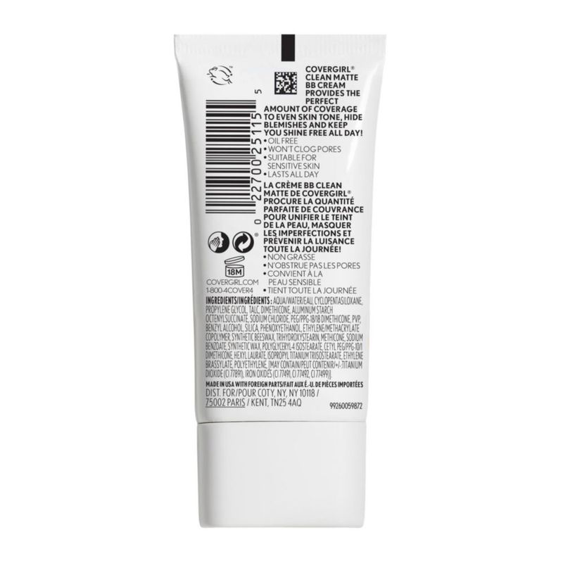 COVERGIRL Clean Matte BB Cream Medium Deep 550 For Oily Skin 30 ml