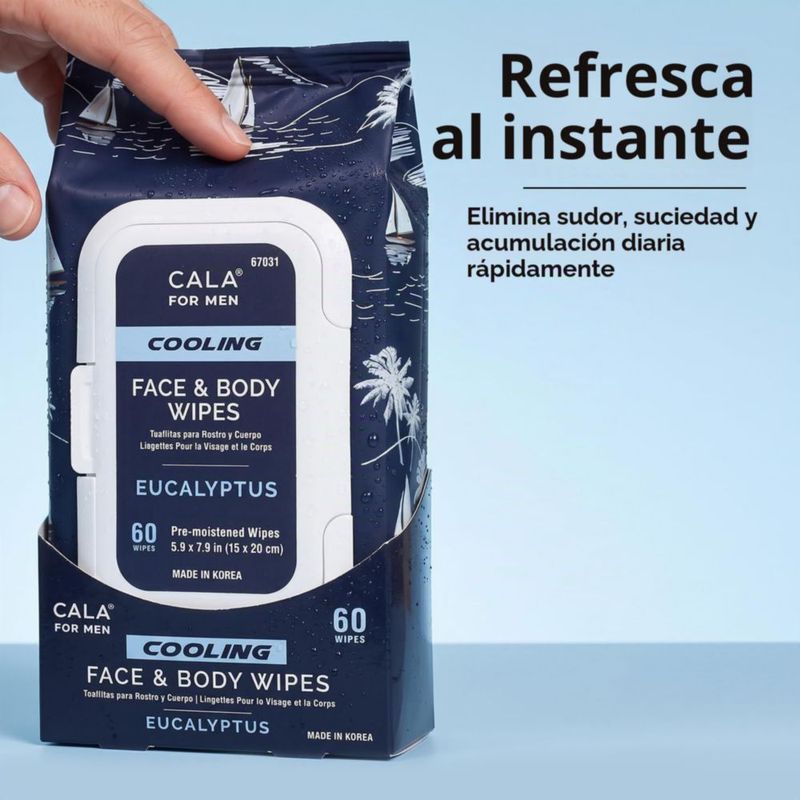 Toallitas CALA para cara y cuerpo 60 unidades eucalipto