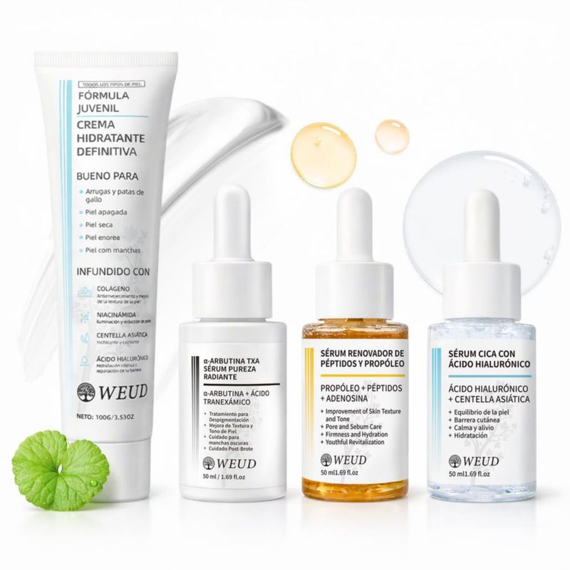 Kit Cuidado Facial Coreano WEUD 4 en 1 Crema Hidratante Niacinamida