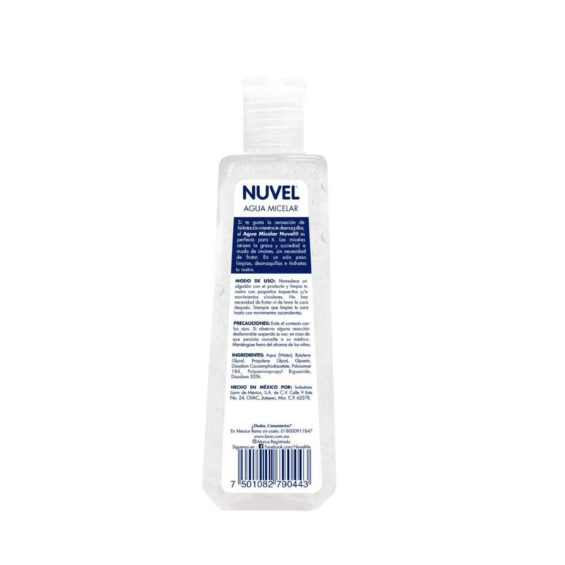 Nuvel Agua Micelar Desmaquillante 235 ml Limpia Desmaquilla y