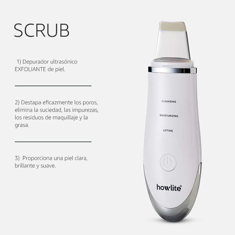 Depurador Facial Ultrasónico Howlite Scrubber 26000 Hz Exfoliante