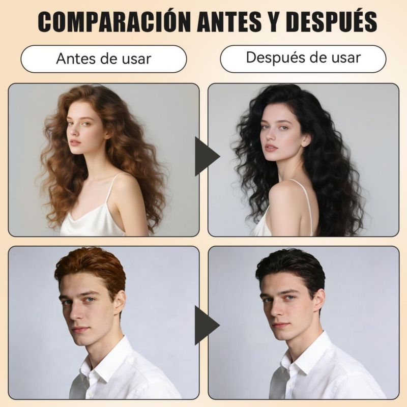 Champú Tinte Instantáneo LKJRGTL Negro 4 en 1 Suave y Delicado