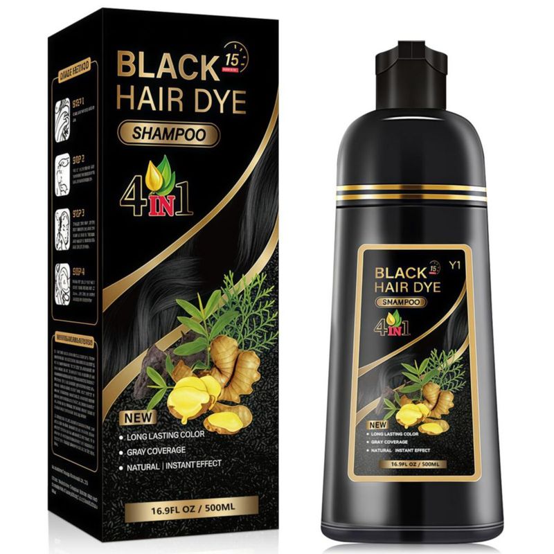 Champú Tinte Instantáneo LKJRGTL Negro 4 en 1 Suave y Delicado