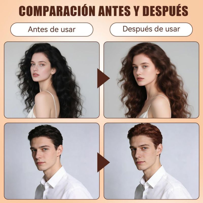 Champú Tinte Instantáneo Marrón Castaño LKJRGTL 4 En 1 Suave y