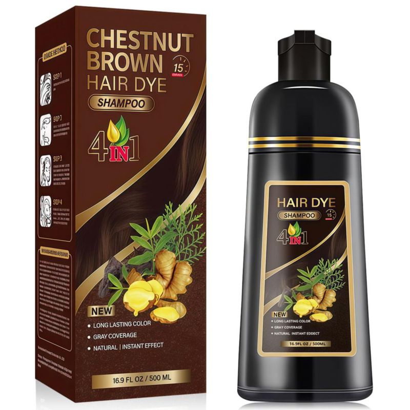 Champú Tinte Instantáneo Marrón Castaño LKJRGTL 4 En 1 Suave y