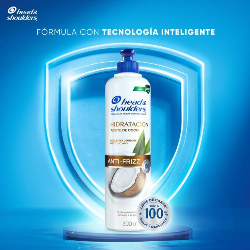 HEAD SHOULDERS Crema para Peinar Hidratación Aceite de Coco 300 ml
