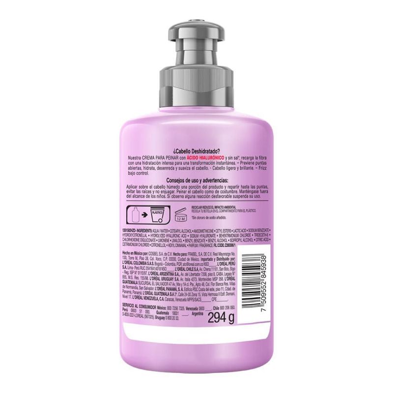 L Oréal Paris Crema para peinar Hidra Hialurónico Elvive 300 ml