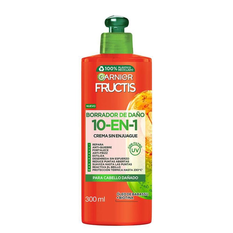 Fructis Borrador De Daño Crema Para Peinar 10 En 1 Sin Enjuague Anti