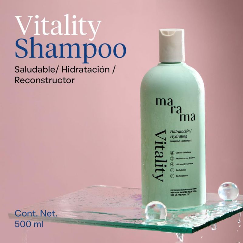 MARAMA Vitality Shampoo Aloe Vera 500 ml Vegano Anti Frizz