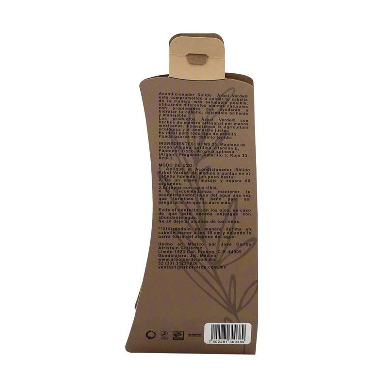 Arbol Verde Acondicionador Sólido en Barra Natural con Coco y Aceite