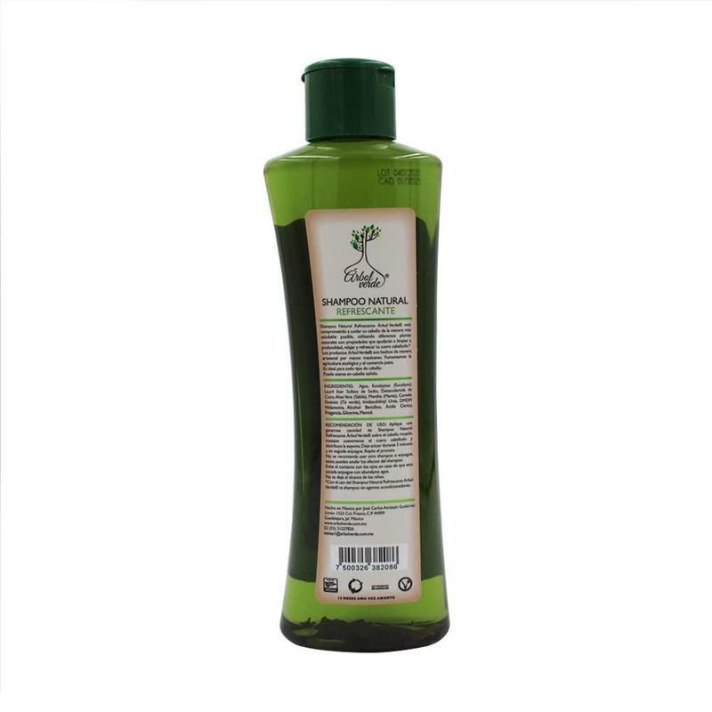 Arbol Verde Shampoo Natural Refrescante Menta Eucalipto Té Verde