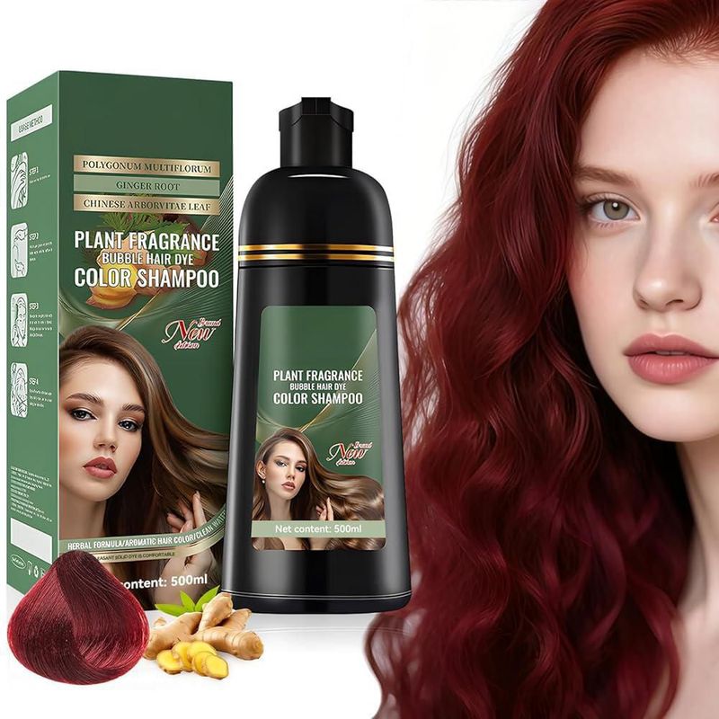 Shampoo Tinte Cubre Canas RUIAO 500ml Rojo Vino