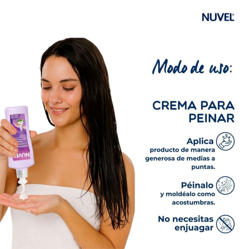 Crema Anti Frizz Nuvel 300ml Hidratación Brillo Seda