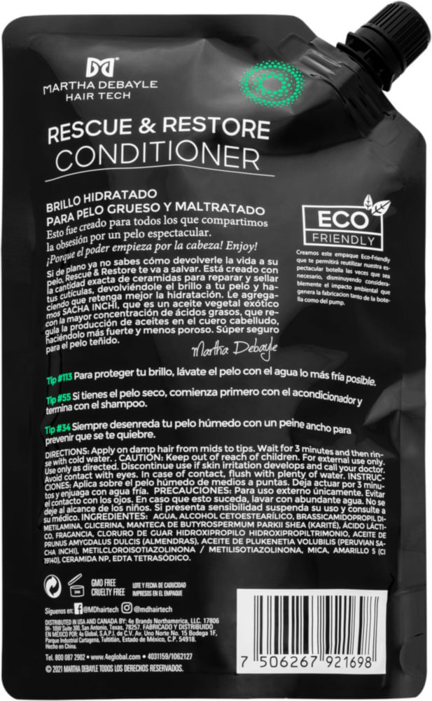 Acondicionador Rescue Restore 450 ml Martha Debayle Hair Tech