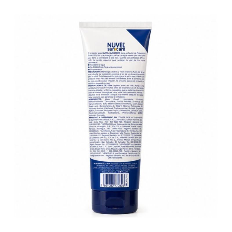 Nuvel Protector Solar FPS 50 120 ml Resistente al Agua Rápida