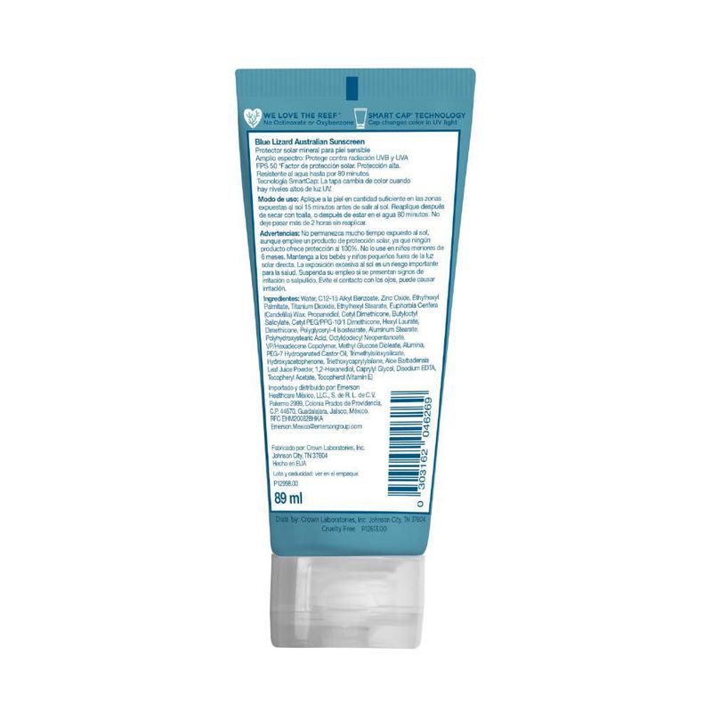 Blue Lizard Bloqueador Solar Mineral FPS 50 89 ml Piel Sensible