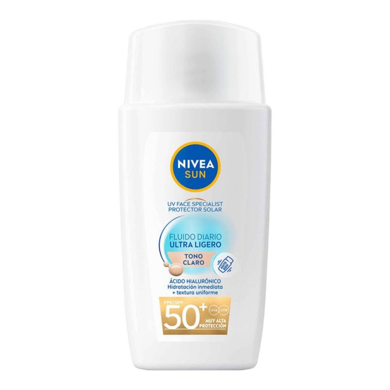 Protector Solar Facial NIVEA SUN Fluido Diario FPS50 Tono Claro 40ml