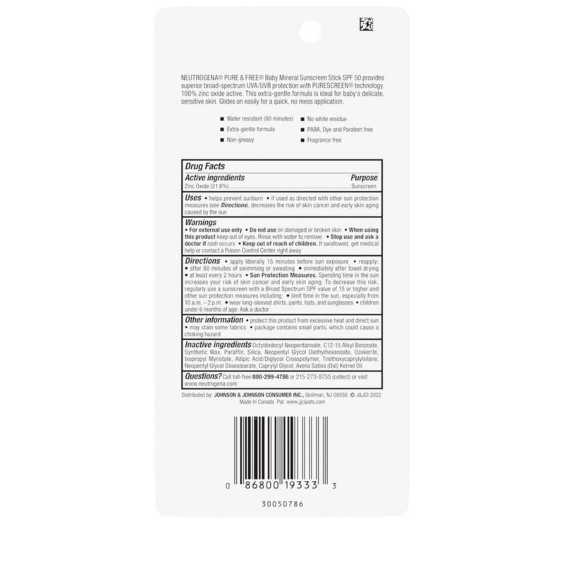 Neutrogena Pure Free Protector SPF 50 Bebé Óxido de Zinc Resistente