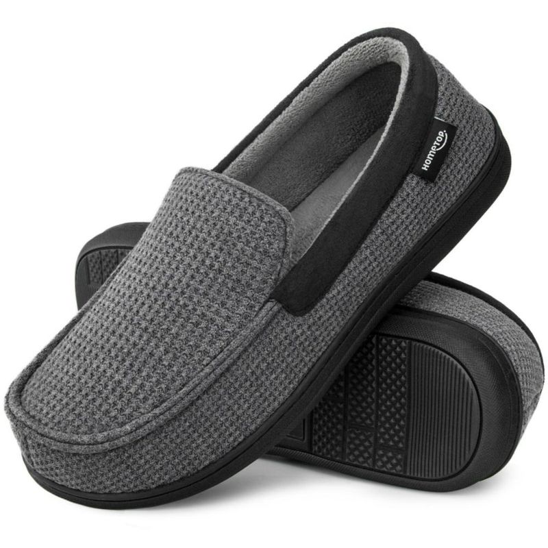 Pantuflas HomeTop de punto 25 cm gris oscuro para hombre talla US 13